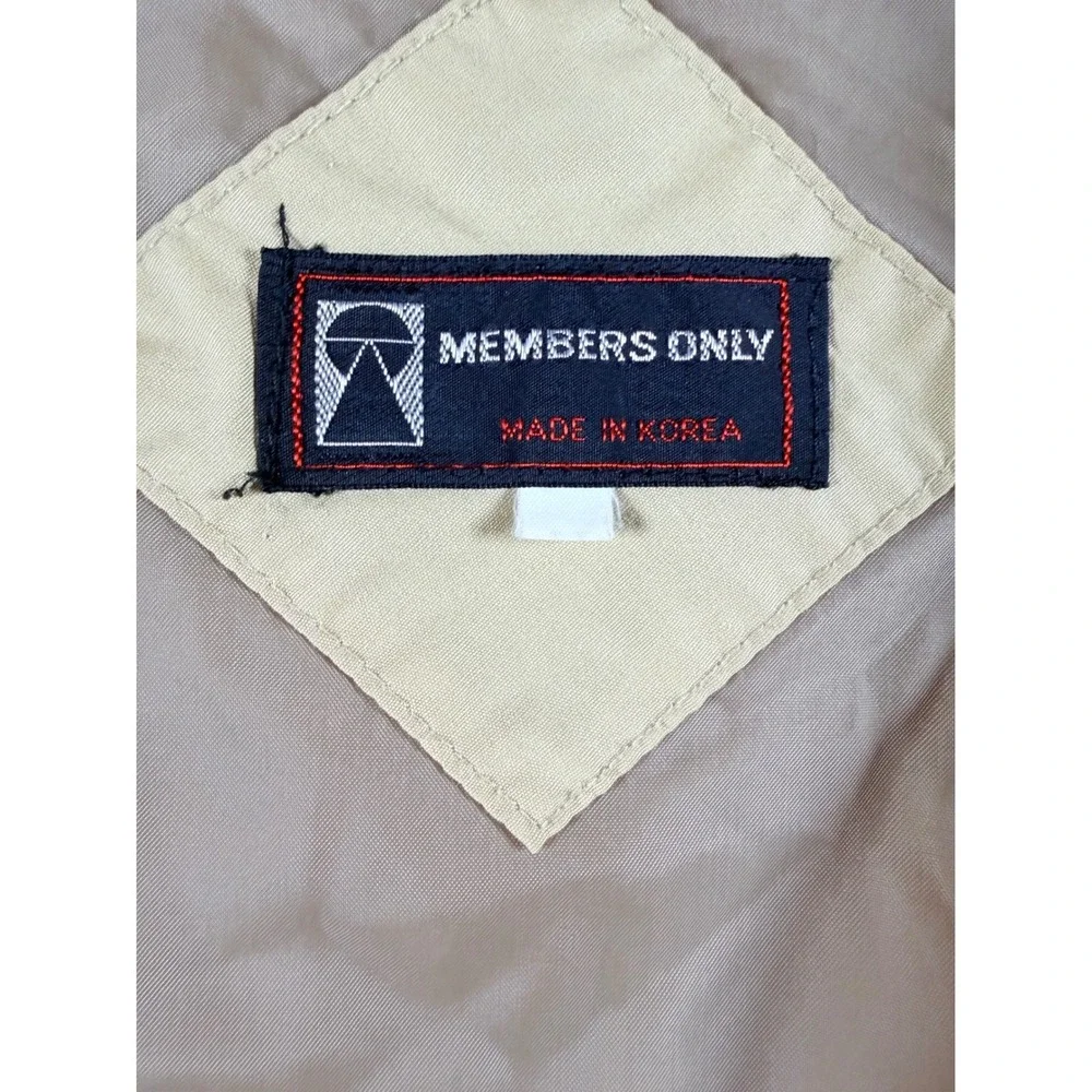 Vintage Members Only Racer Jacket Tan Beige Mens Bomber Zip Up Epaulettes‎ L
